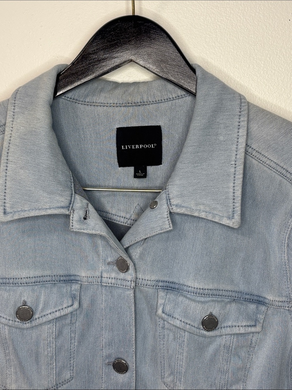Liverpool Pale Blue Denim Jean Jacket Size Large - Picture 3 of 10